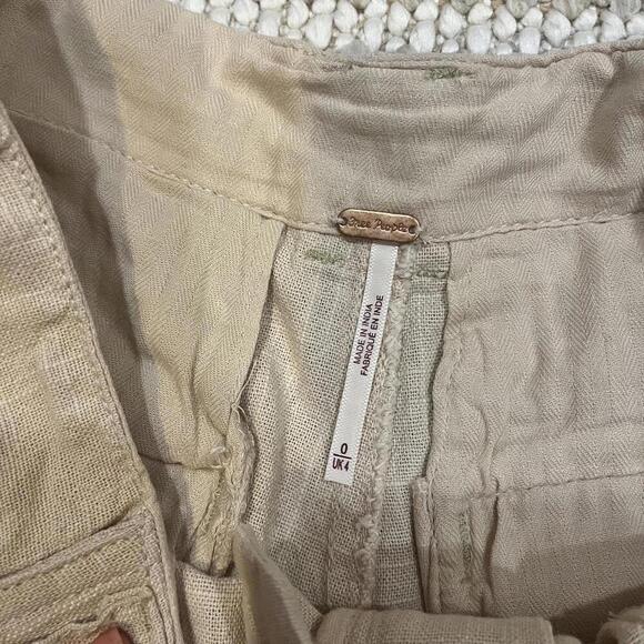 FREE PEOPLE Say So Pleated Cotton Trouser Shorts in Pebble - Picture 3 of 8